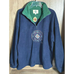 Green Island Traditional Craft Embroidered Celtic Knot Fleece Pullover XL Irish
